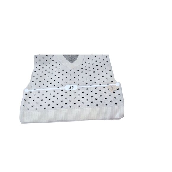 Free People East Street Ivory & Black Pattern Knit Sweater Boxy Crop Vest M NWT - Picture 6 of 7